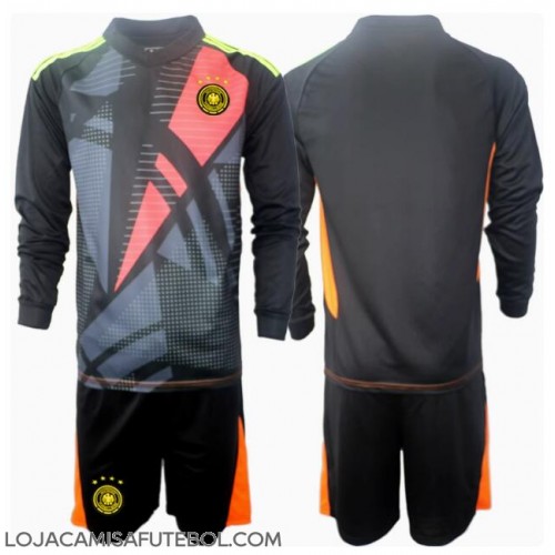 Camisa de Futebol Alemanha Goleiro Equipamento Principal Infantil Europeu 2024 Manga Comprida (+ Calças curtas)